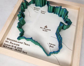 Wonderland Trail, Rainier 3D Model - Laser Engraved and Personalizable