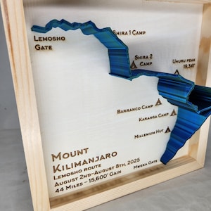 Kilimanjaro 3D Trail Model - Laser Engraved - Personalization Available