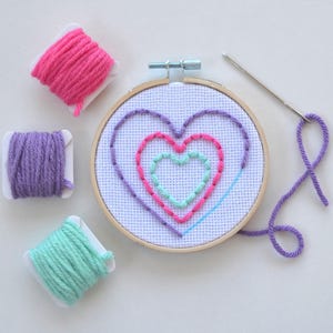 Mini Kids Sewing Kit, Embroidery for Children, Heart Craft