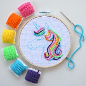 Kids Sewing Kit, Beginner Embroidery, Unicorn Craft