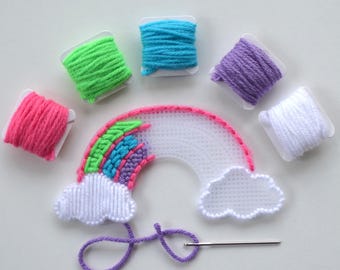 Sewing Craft for Kids, Plastic Canvas Kit, Rainbow Craft