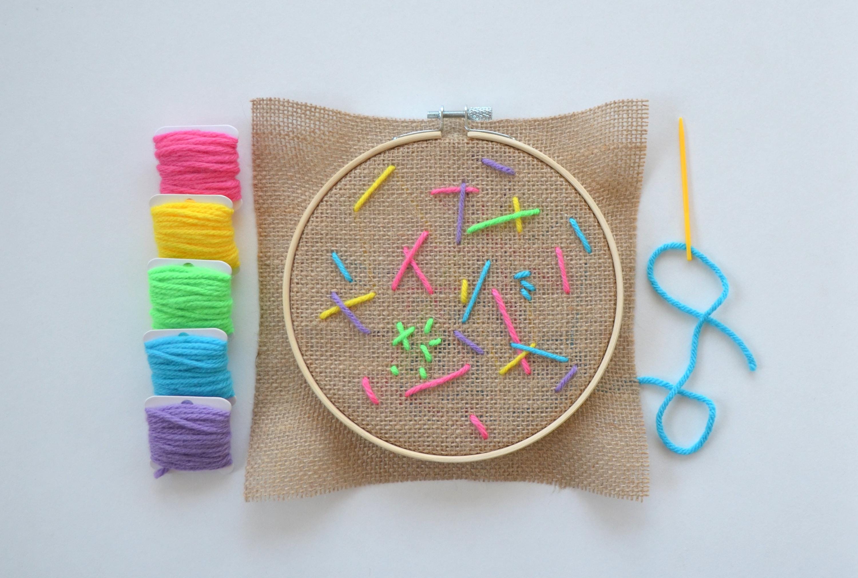 40 DIY Yarn Crafts For Kids 29 Kids Embroidery Kit, Yarn Sewing Activity with Hoop, Easy DIY Craft…