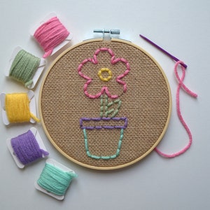 Beginner Sewing Kit, Embroidery for Kids, Flower Craft