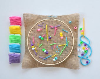 Kids Embroidery Kit with Beads, Young Child Sewing Activity