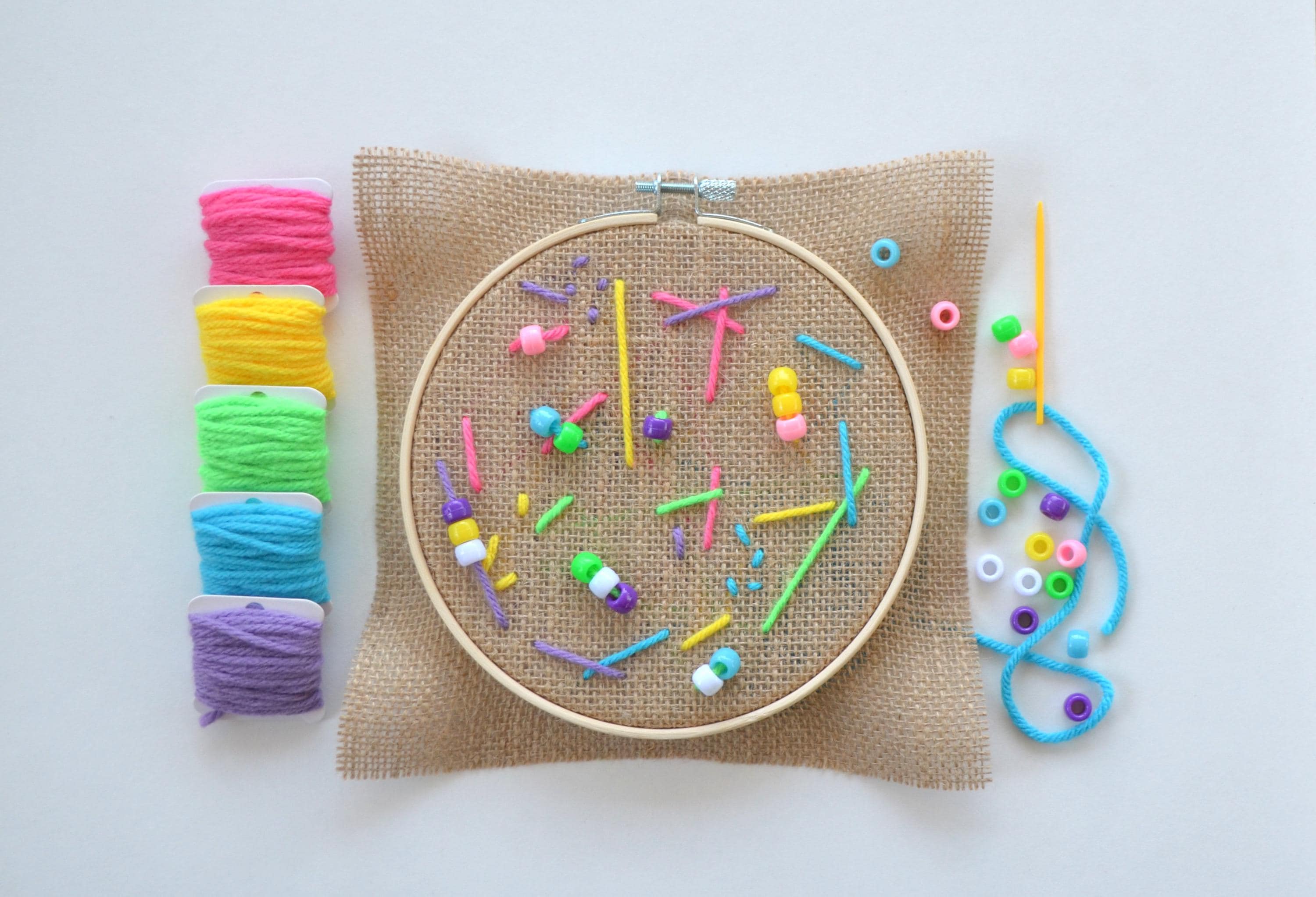 Kids Embroidery Kit With Beads, Young Child Sewing Activity - Etsy