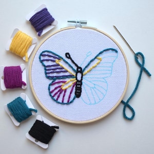 Kids Sewing Kit, Beginner Embroidery for Child, Butterfly Craft