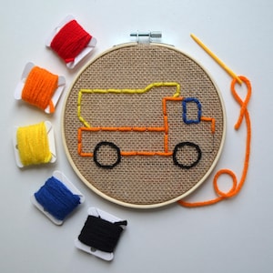 Beginner Sewing Kit, Embroidery for Kids, Truck Craft