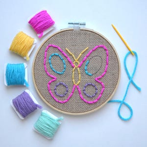 Beginner Sewing Kit, Embroidery for Kids, Butterfly Craft