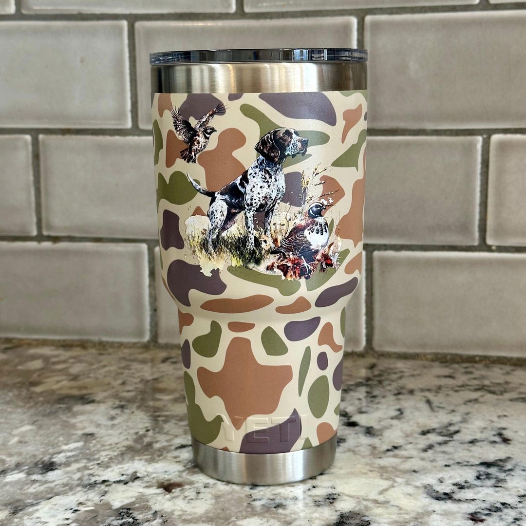 Yeti 30 Oz Tumbler Duck Old School Camo German Shorthair Pointer Quail