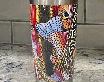 Yeti 20 oz Tumbler Rainbow Trout Full Wrap - UV Printed Permanent