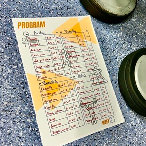 Fitness program template, minimalist and stylish, highly customizable