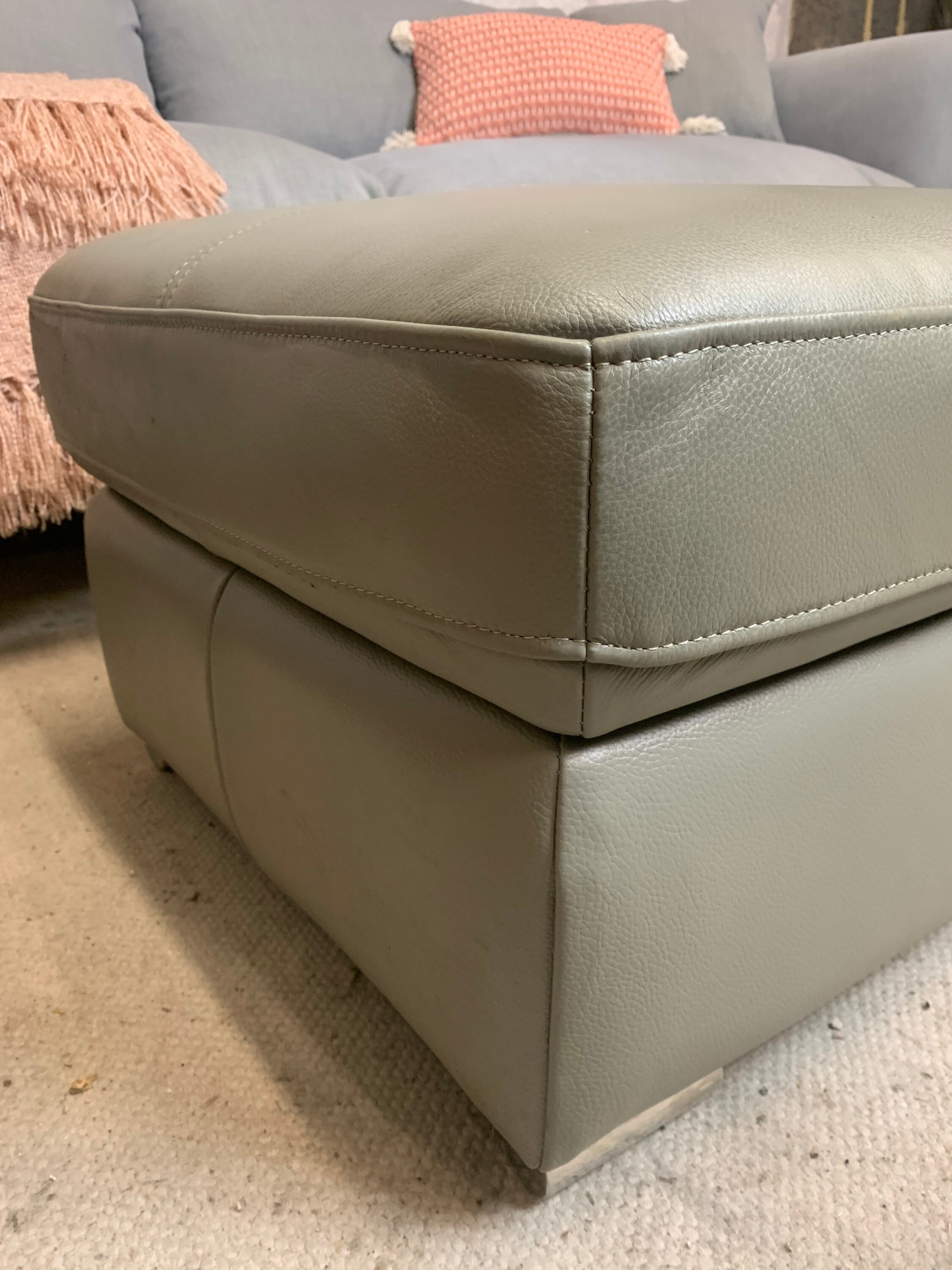 Real Leather Large Storage Footstool Sofology Moreno in Grey Etsy UK