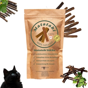 SNOOZYCAT® Matatabi Sticks - 10 pieces: Chewing sticks for cats made from natural Matatabi wood, hand-harvested from Japan, natural dental care