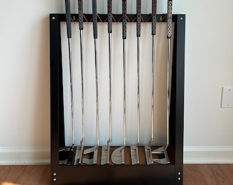 Custom Black Steel Golf Club Display Rack With Wall Mount and