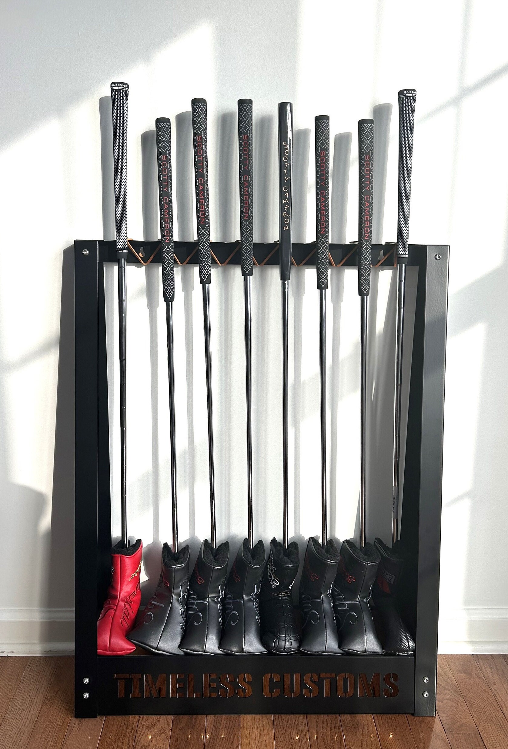 Scotty Display Rack Personalized Custom Black Steel Golf Club Display Rack With Wall Mount ...