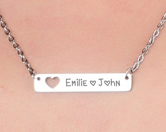 Engraved Name Necklaces For Mother, Personalized Necklaces, Custom Name Bar Necklaces, Design Your Own Necklace, Monogram & Name's Necklaces