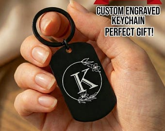 Personalized Floral Initial Keychain, Custom Bag Accessory, Christmas Gifts for Mummy Daddy Grandma Nanny