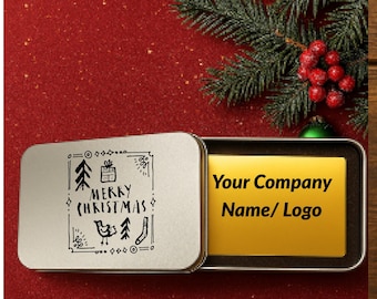Corporate Christmas Gift Box  – Custom Holiday Metal Box for Employee or Client Appreciation Gifts, Corporate Xmas Tin