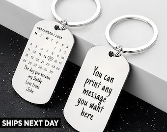 Personalized Calendar Keychain,  Stainless Steel Date Keyring Gift, Special Christmas Gift, Special Date Keychain, Xmas Gift