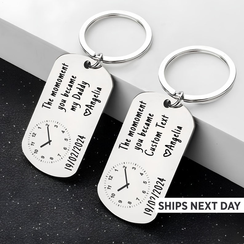 The Moment You Became My Daddy, Personalised New Born Baby Gift, Keyring for new Mummy, Personalised New Born Baby Gift, Keyring for new Mom image 2