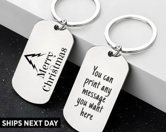 Merry Christmas Keychain, Personalised Employee Christmas Gift, Corporate Christmas Gift for Staff, Custom Company Keyring, Team Gift