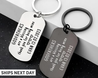 Personalized Godfather Gift Keychain, Christmas Gifts for Mummy Daddy Grandma Nanny