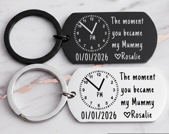 Personalized New Mum Keychain, Custom Date Time Baby Birth Keepsake