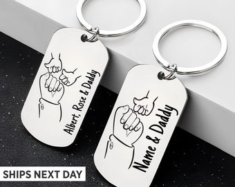 First Bump with Daddy, First Bump with Paw, Daddy Gift Keyring,  Personalised Daddy Keychain, Daddy Keyring,