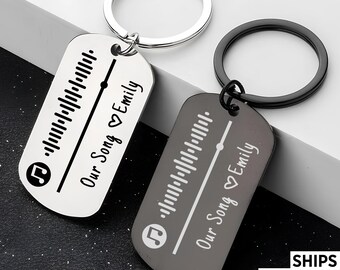Personalized Spotify Code Stainless Steel Keychain,  Personalised Keychain Christmas Day Gift