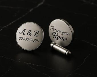 Engraved Cufflinks, Personalized Wedding Date, Groom Gift for Christmas