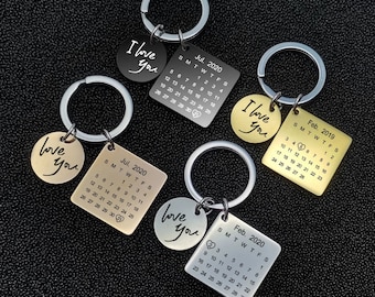 Personalised Calendar Keyring, Engraved Date Gift, Special Date Keychain, Date We Met, Date Keychain,  Keychain Date, Date Keyring