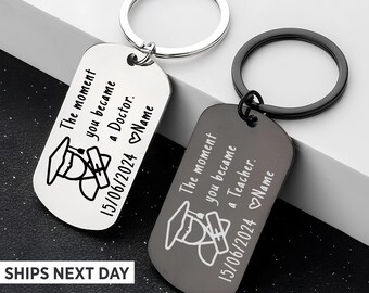 Personalized Graduation Keychain, Stainless Steel Graduate Gift