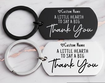 Personalized Thank You Keychain, Custom Engraved Name Keyring, Appreciation Gift
