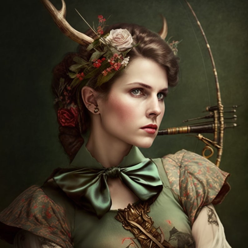 Artemis Goddess Art Print digital Download Huntress Deity Etsy