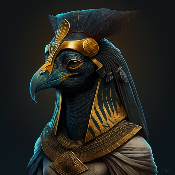 Horus Sovereign of the Skies (Digital Download) - Falcon Deity Art - Witchy Sticker