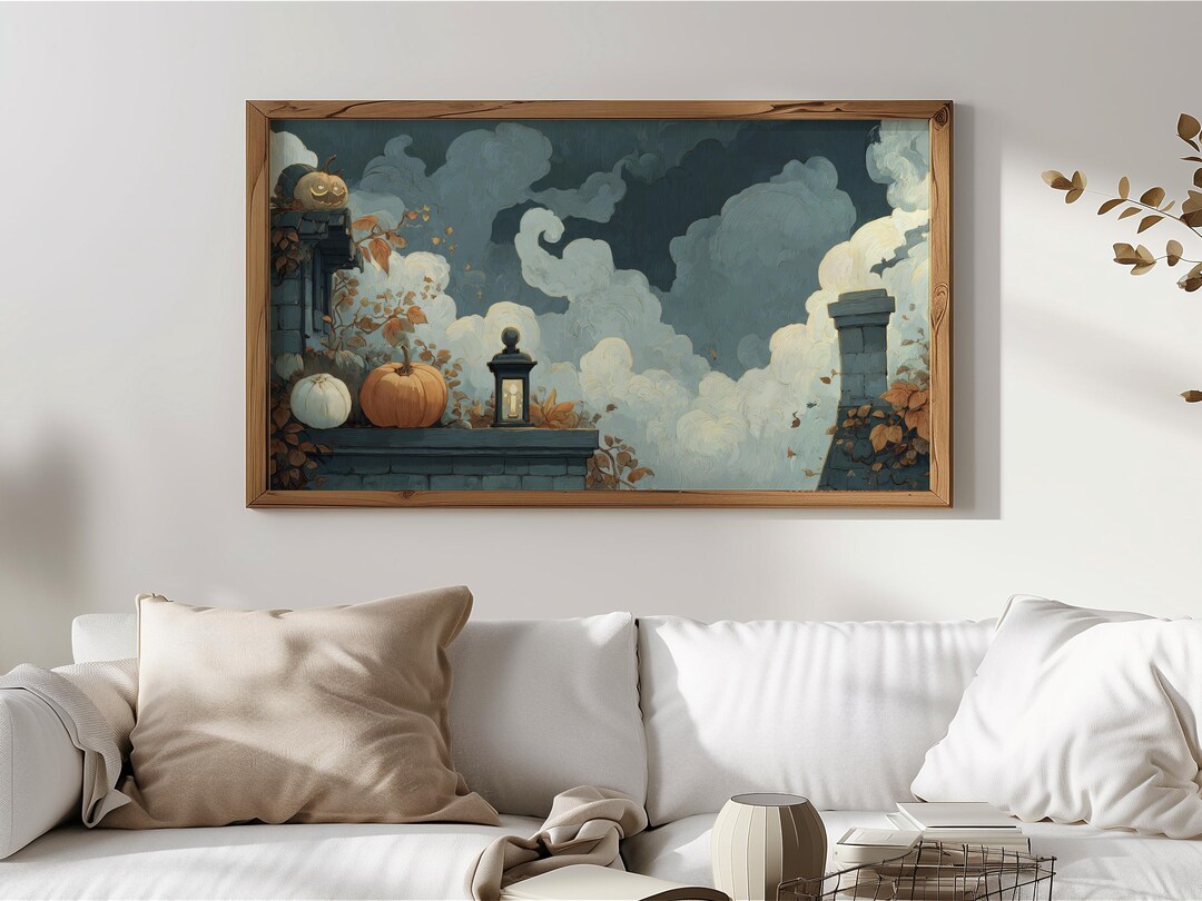 Rustic Spooky Rooftop Ledge Scene Frame TV Art, Autumn Decor Samsung ...