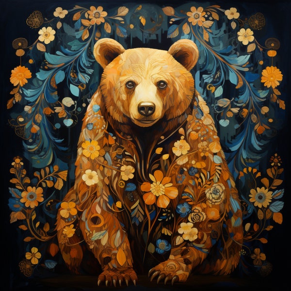 Mystic Bear Spirit Guide Art (Digital Download) | Bear Energy for Magic Practices, Book of Shadows, and Spiritual Work