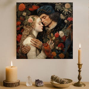 Lovers Tarot Card Digital Download – Enchanted Embrace Illustration, Romantic Tarot Art Print Instant Download, Mystic Love Symbol
