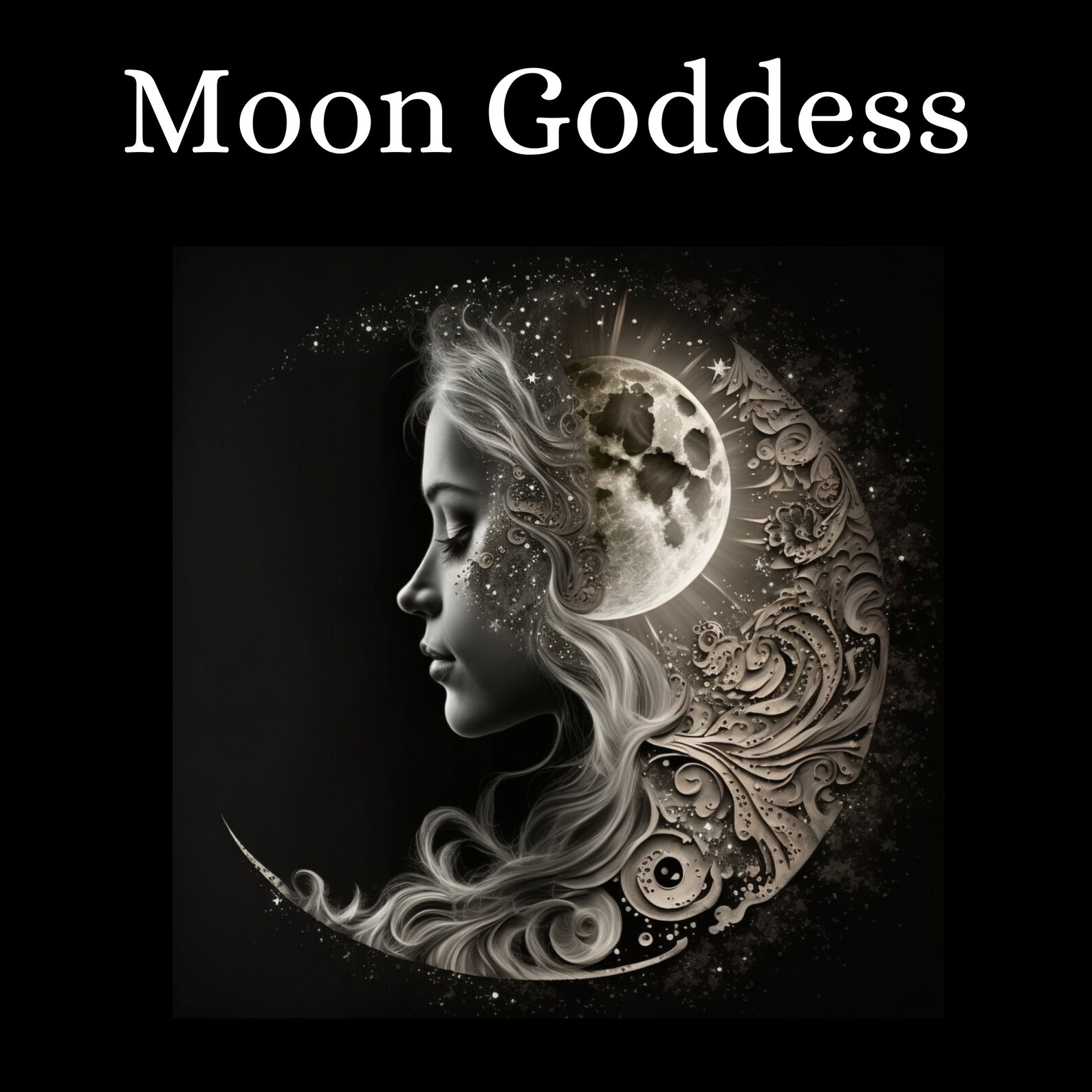 Moon Goddess Art Print, Celestial Art Nouveau Wall Art, Exhibition