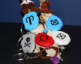 Tibia Runes and Items Keychains 3D Printed Sudden Death Great Fire Ball Boots of Haste