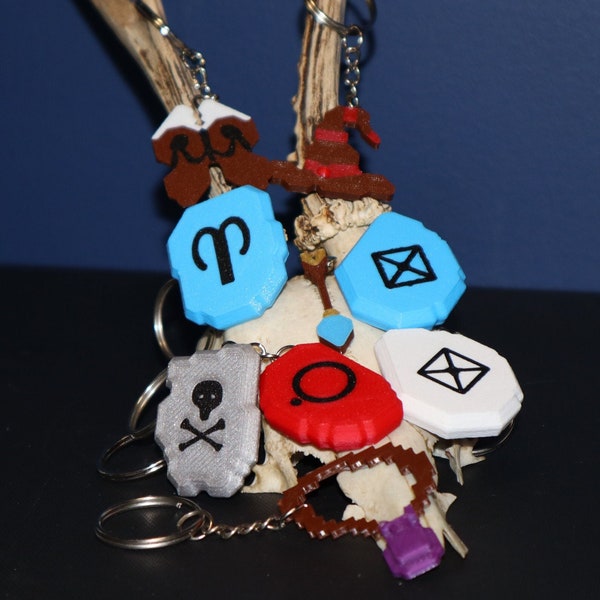 Tibia Runes and Items Keychains 3D Printed Sudden Death Great Fire Ball Boots of Haste