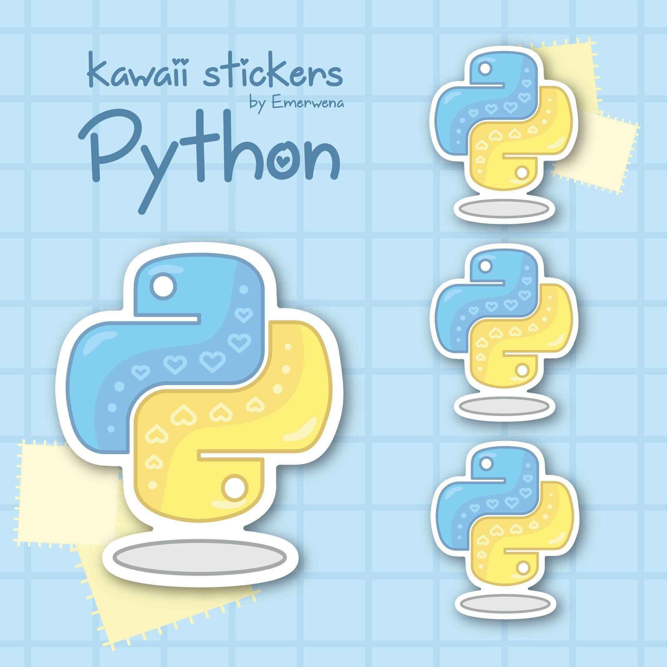 Python Stickers Kawaii Cute Pastel Programming Coding Laptop Decor - Etsy