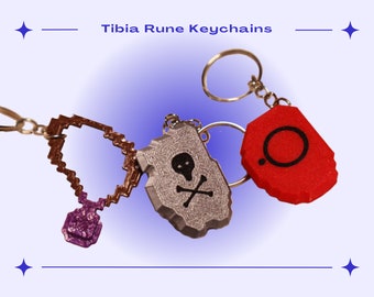 Tibia Runes Sudden Death GFB and Items Keychains, 3D Printed Fan Gift