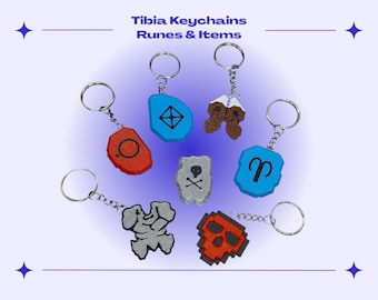 Tibia Runes Sudden Death GFB Ultimate Healing and Items Keychains, Gaming Fan Gift