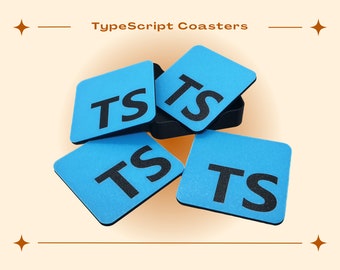 TypeScript TS Coaster Set 4 Coasters Decor Programers Programming Gift