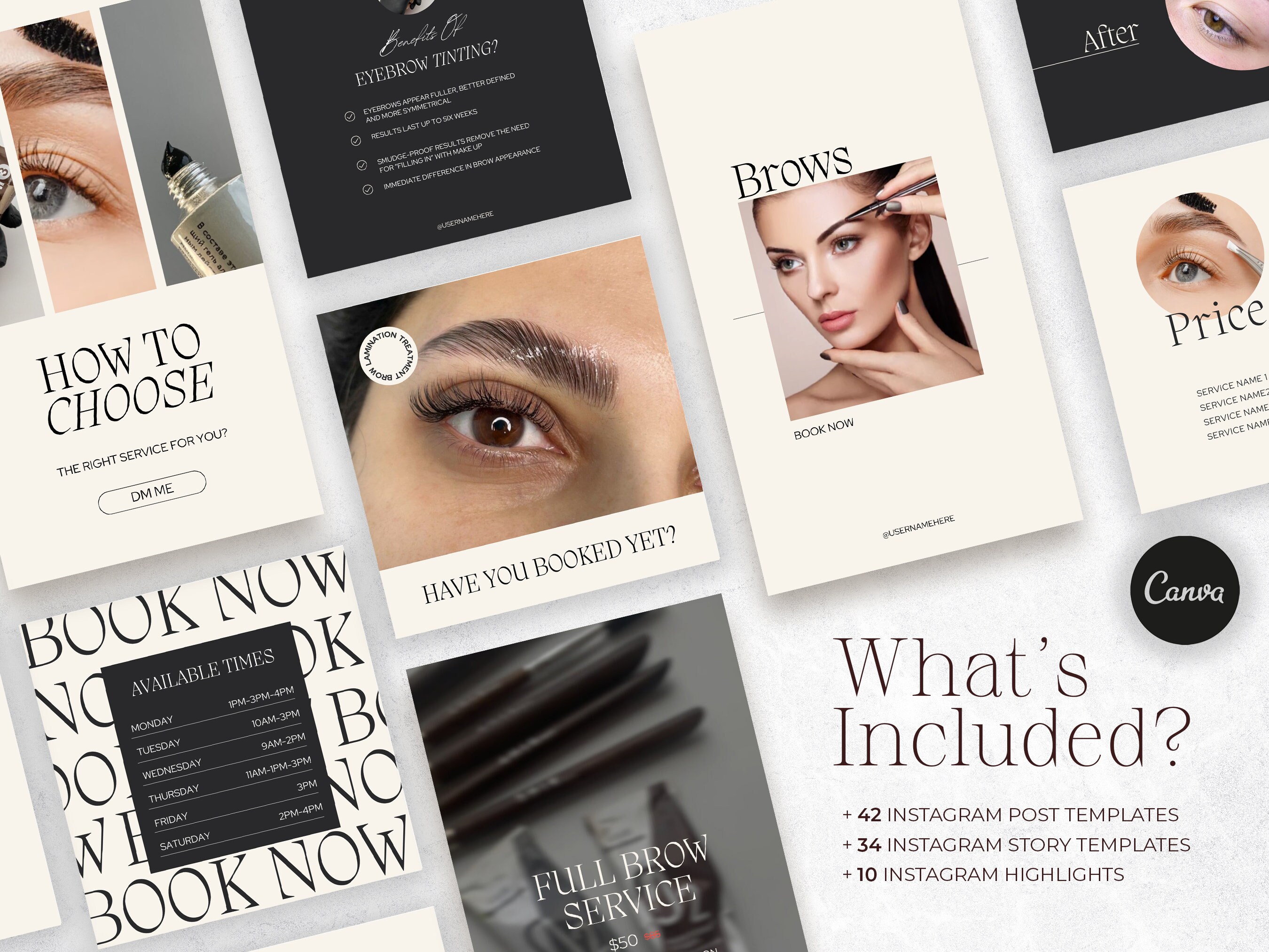 Instagram Templates for Brow Artists,beige Brow Tech Post Templates ...