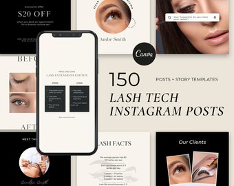 Publicaciones de Instagram de Lash Tech en blanco y negro, publicaciones de extensión de pestañas, kit de marca de Lash Tech, aspectos destacados de Lash Insta, citas de pestañas, folletos de pestañas,