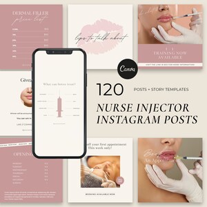 Pink Nurse Injector Instagram Templates,Botox and Filler Instagram Templates, Nurse Injector Instagram,Beauty Templates,Medspa Templates
