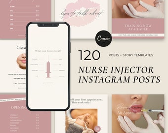 Pink Nurse Injector Instagram Templates,Botox and Filler Instagram Templates, Nurse Injector Instagram,Beauty Templates,Medspa Templates