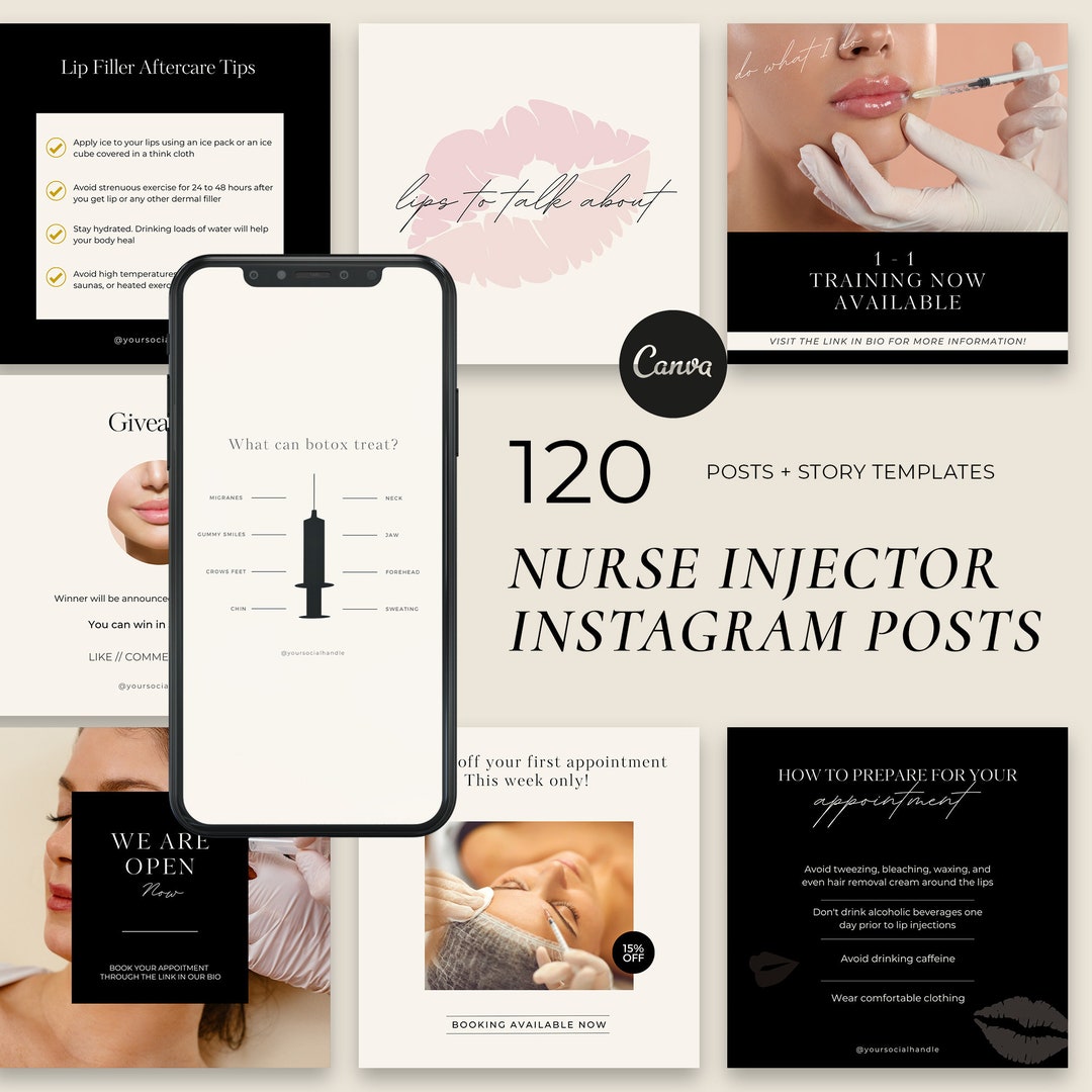 Black and White Nurse Injector Instagram Templates, Medspa, Botox and ...